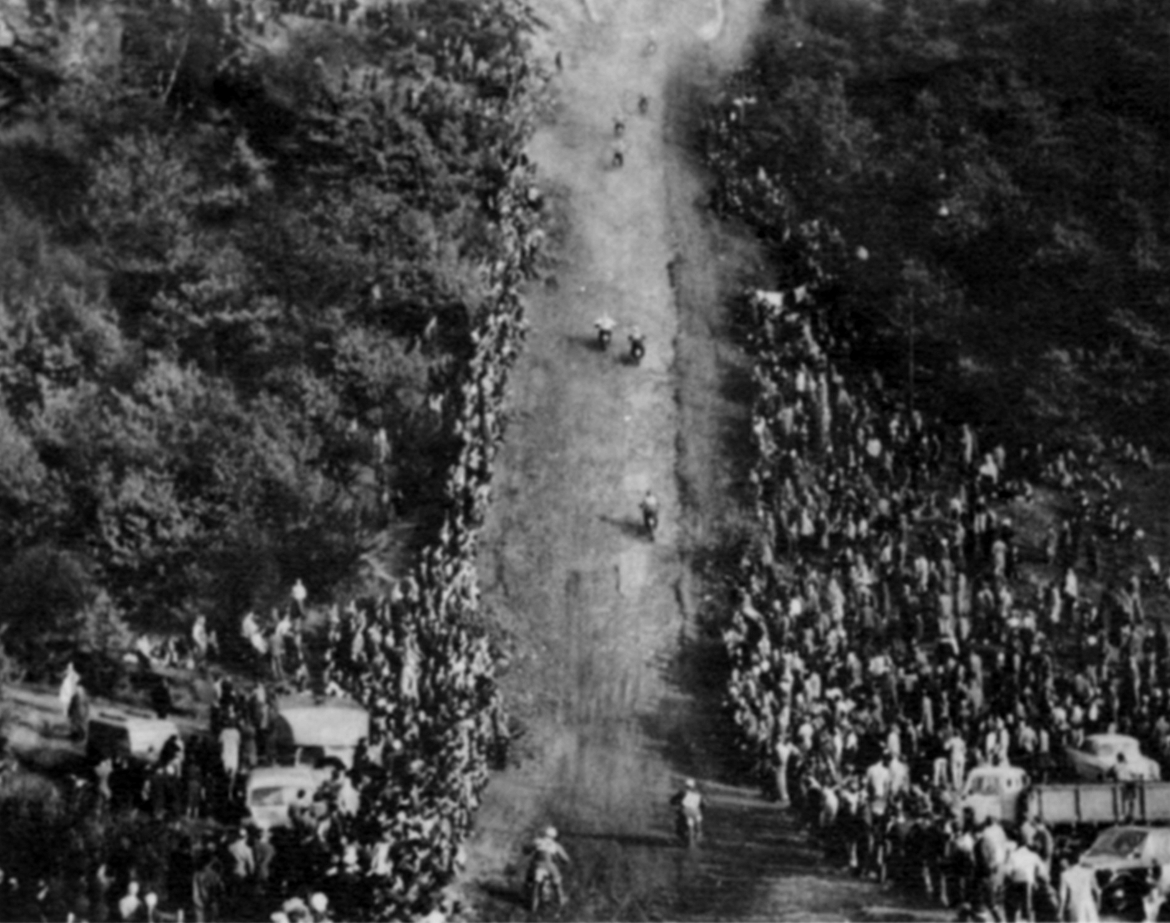 All the excitement of Motor Cycle Scrambling from York's famous Bentley Springs course - introduced to the country's viewers by ABC Television.